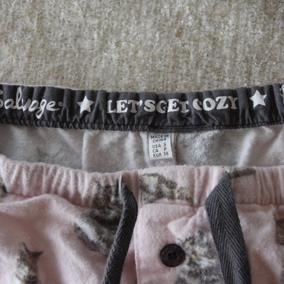 P.J. Salvage Pink Feline Cats Soft Pajamas Set with Gray Trim Size S - Picture 5 of 14
